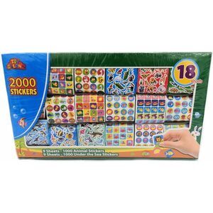 Toy Island Animal & Under the Sea Themed Sticker Pack, 2000 Stickers/18 Sheets